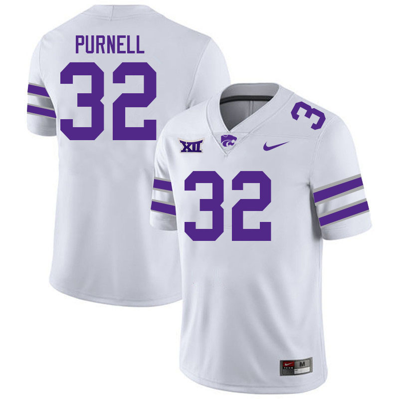 #32 Desmond Purnell Kansas State Wildcats Fotball Jerseys Stitched Sale-White